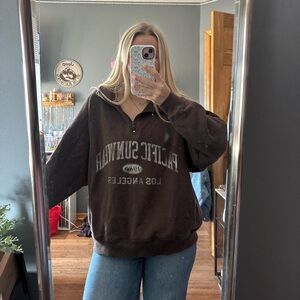 PacSun Brown Quarter Zip Up Sweatshirt